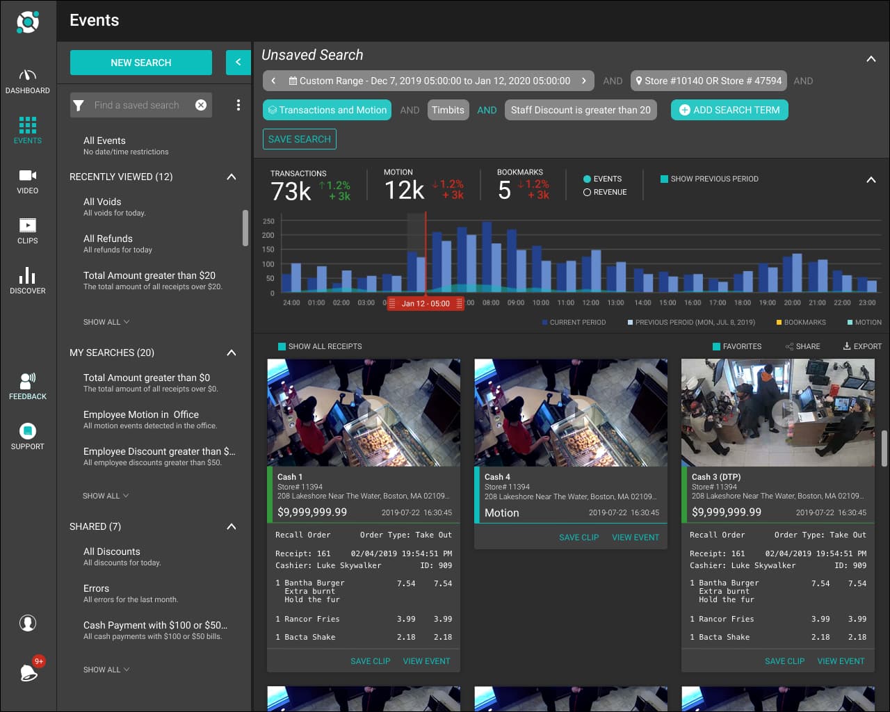 Solink event search interface